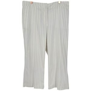 NWT Ann Taylor Women's Slim Wide Leg Pants‎ White Pinstripe Size 16 Career Work